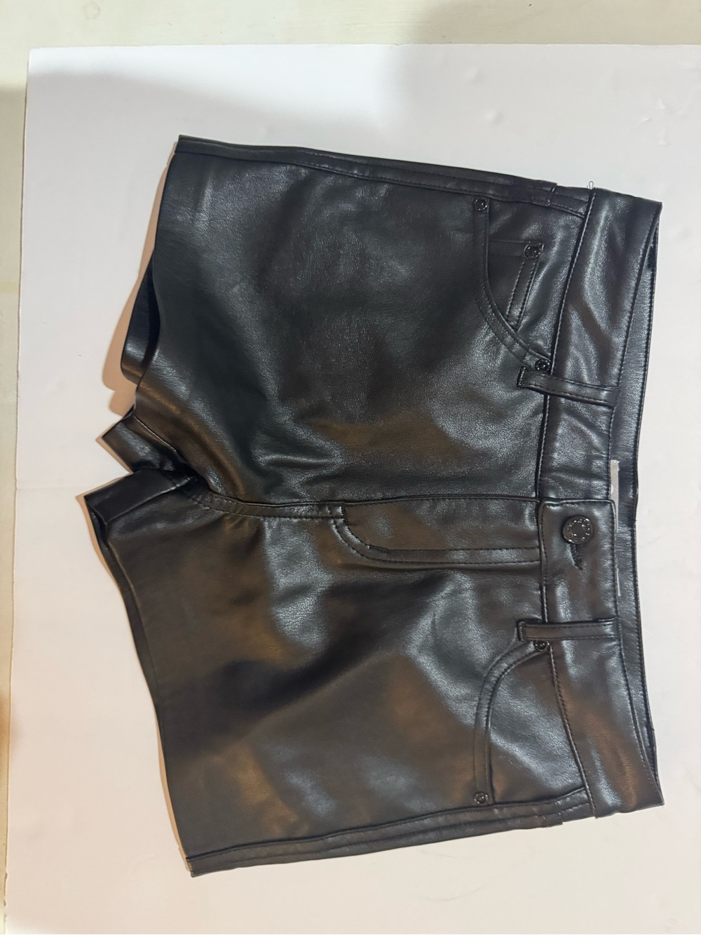 Girls Black Faux Leather dress Shorts